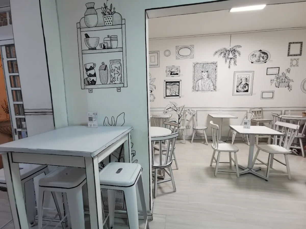 Salão com grafismo ilustrado, projeto da ArkiFood